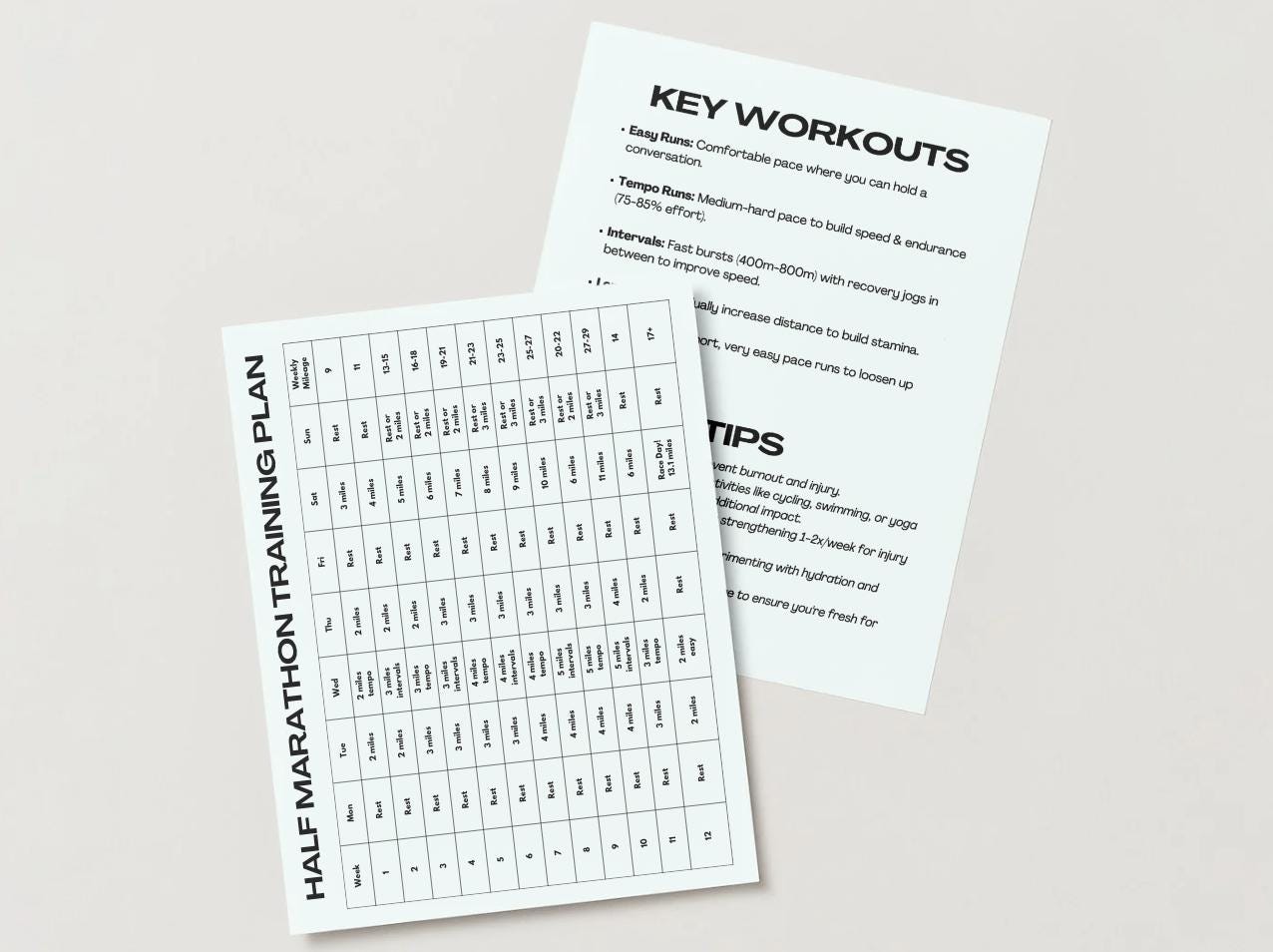 Half Marathon - 12 Week Training Template Digital Download - Etsy