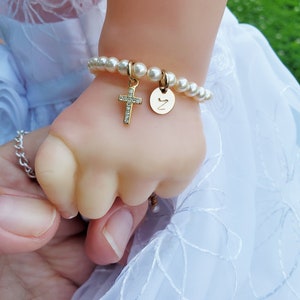 Baby baptism bracelet gold top