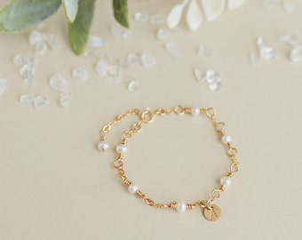 Real Genuine Pearl Bracelet for Baby/ 14K Gold Fill Toddler Bracelet/ Flower Girl Bracelet/ Baby Baptism Bracelet/ Baby Bracelet Girl