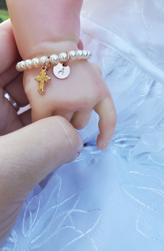 Personalized My First Diamond Baptism Baby Bangle | Molly B London | Baptism  Jewelry