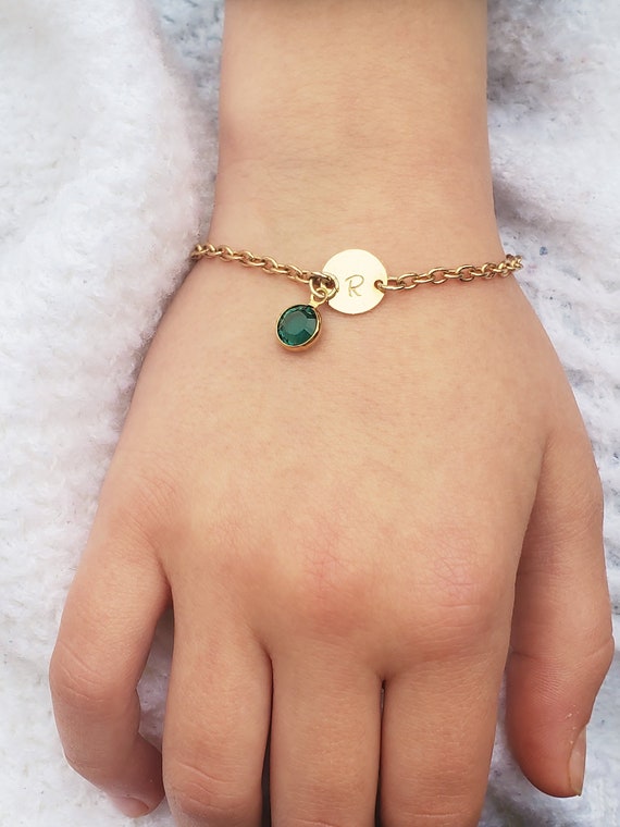Birthstone Baby Bracelet Toddler Girl Gift Child Jewelry