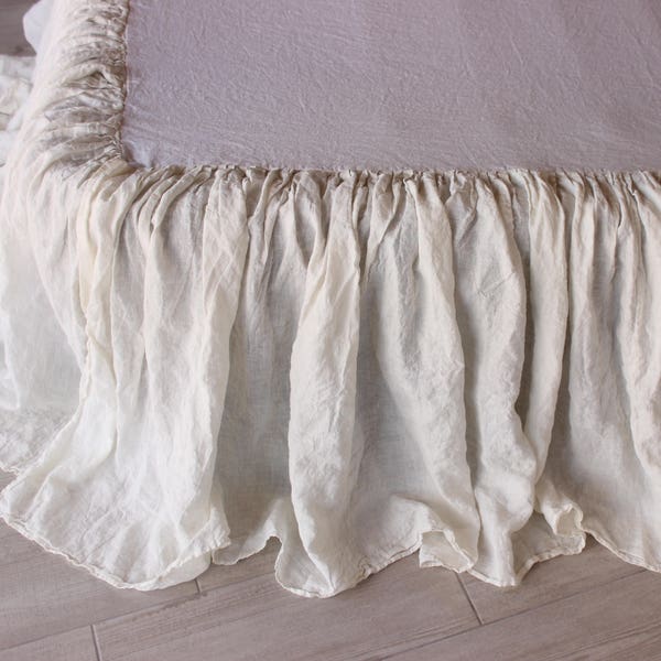 Linen bedskirt Dust ruffle bedskirt Linen valance Organic linen bed skirt US Twin Full Twin XL Queen CalKing King size Farmhouse dust ruffle