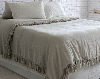 Linen duvet cover / Ruffled duvet cover /Comforter cover / Farmhouse linen duvet cover /Country Duvet cover US Twin Full King Queen CalKing