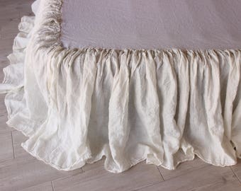 Linen bedskirt Dust ruffle bedskirt Linen valance Organic linen bed skirt US Twin Full Twin XL Queen CalKing King size Farmhouse dust ruffle