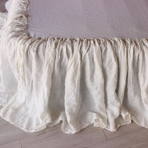 Linen Bedskirt Dust Ruffle in Full Queen King Ruffled Bed - Etsy