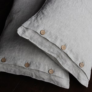 Linen Buttoned Pillowcase. Organic linen pillow cover. Stonewashed softened organic pillow case with buttons. Organic bedding. image 7