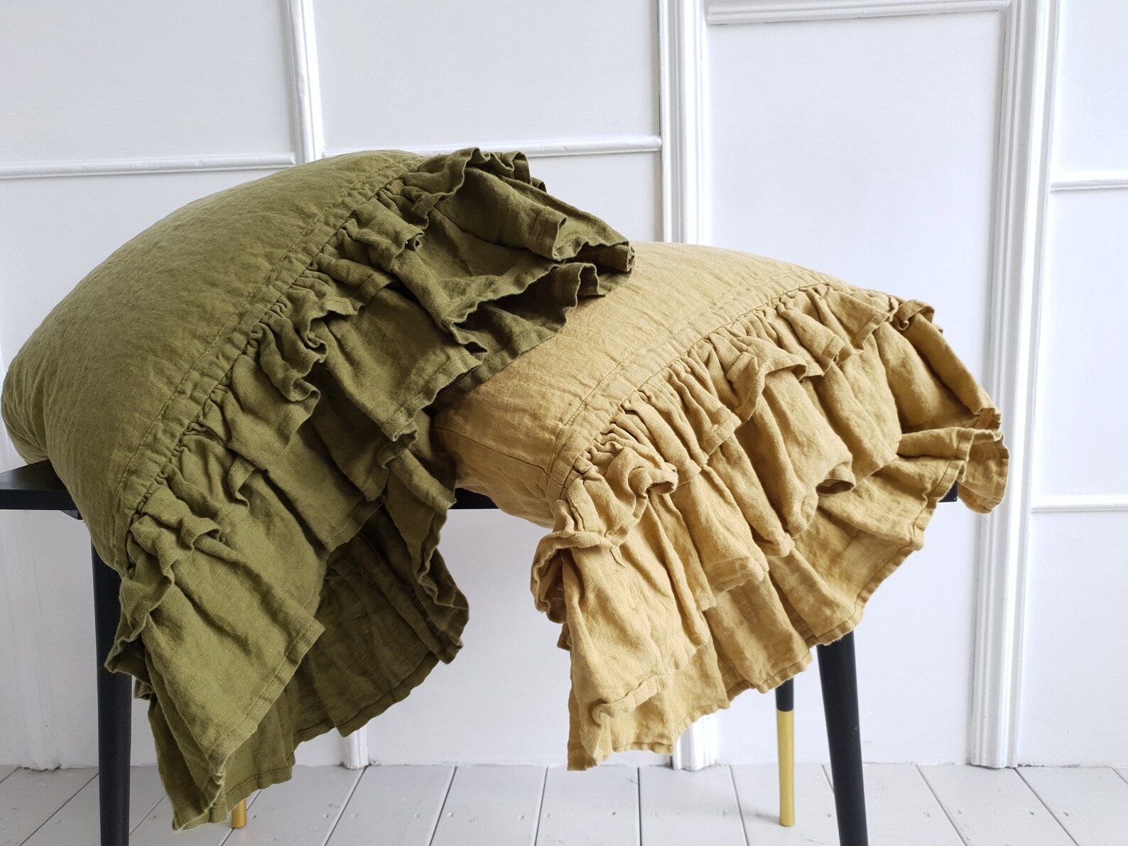 Linen Ruffled Pillow Sham. Stonewashed Softened Frill Pillow Etsy