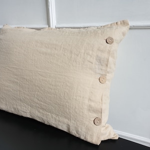 Linen Buttoned Pillowcase. Organic linen pillow cover. Stonewashed softened organic pillow case with buttons. Organic bedding. image 10