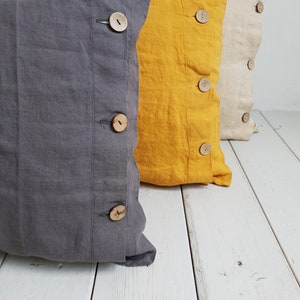 Linen Buttoned Pillowcase. Organic linen pillow cover. Stonewashed softened organic pillow case with buttons. Organic bedding. image 5
