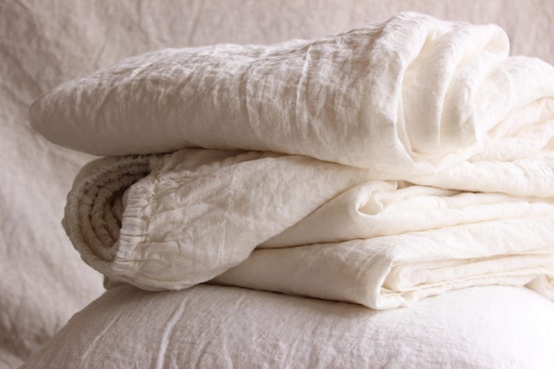 Linen Stonewashed Sheet Set with ruffled pillow shams. Soft Etsy