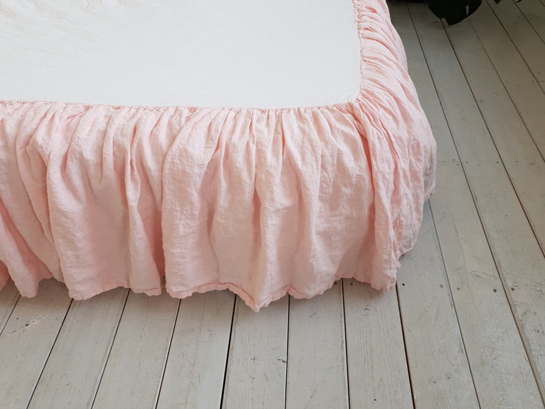 Linen bedskirt Dust ruffle bedskirt Linen valance Organic linen bed skirt US Twin Full Twin XL Queen CalKing King size Farmhouse dust ruffle image 5