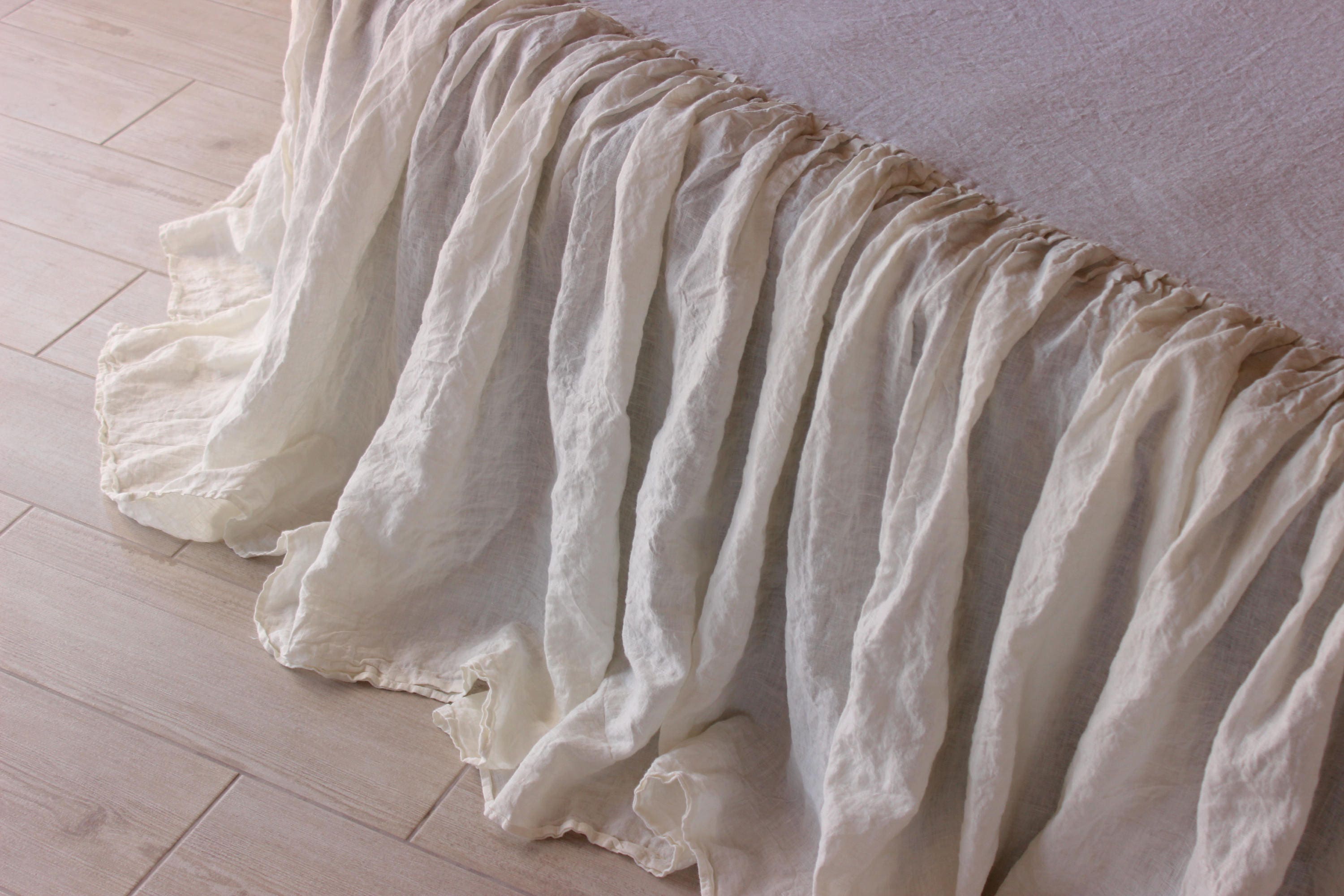 Linen Bedskirt. Dust Ruffle Split Corners Organic Etsy