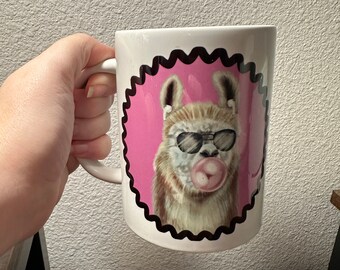 Cool llama ceramic coffee mug, 15 ounce ceramic llama coffee mug, coffee cups, llama coffee mug, funny animal mugs, coffee cups with animals