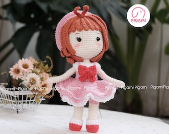 Crochet Doll Pattern, Saku Pink, Anime Amigurumi Pattern