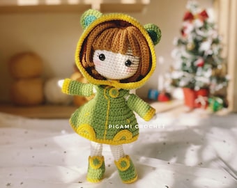Crochet Anime Doll Pattern: Green Frog Dress Amigurumi (PDF)