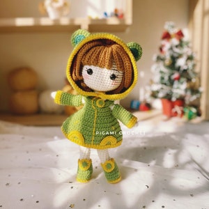 Häkelpuppe Muster, Anime Amigurumi Puppe Muster, Saku Grün Frosch Kleid Muster