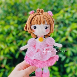 Häkelpuppen, Anime Amigurumi Pattern, Pink Dress Doll Pattern, Pigami / PDF