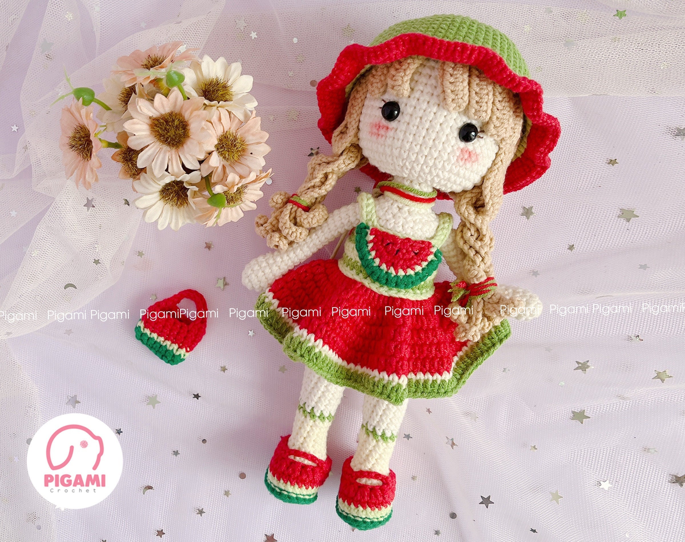Watermelon Crochet Doll Pattern Amigurumi Doll Pattern LANA 