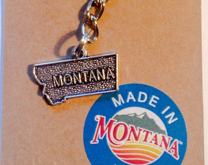 Vintage style Montana keychain, Made in Montana, Montana themed gift, Home, Handmade, Christmas, Party Treat, USA made