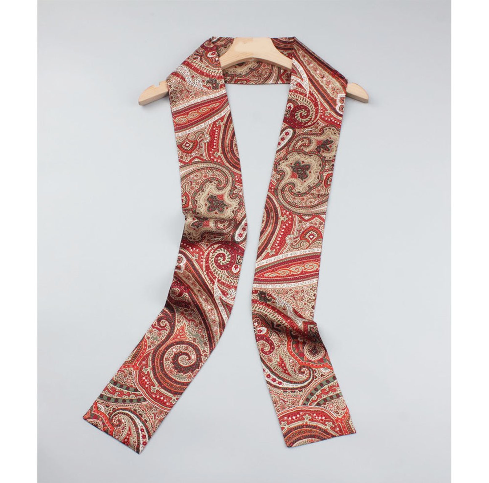 100 Pure Silk Twill Double Layer Long Skinny Scarf Women Head Etsy