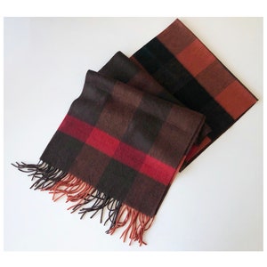 Pure Wool Plaid Scarf: Soft Winter Pashmina with Tassels