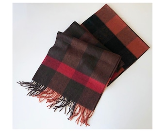Pure Wool Plaid Scarf: Soft Winter Pashmina with Tassels