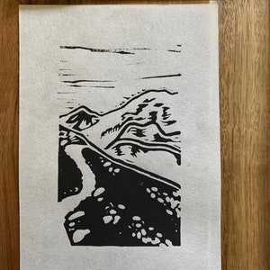 Mount Rainier - 5x7 Linocut Print