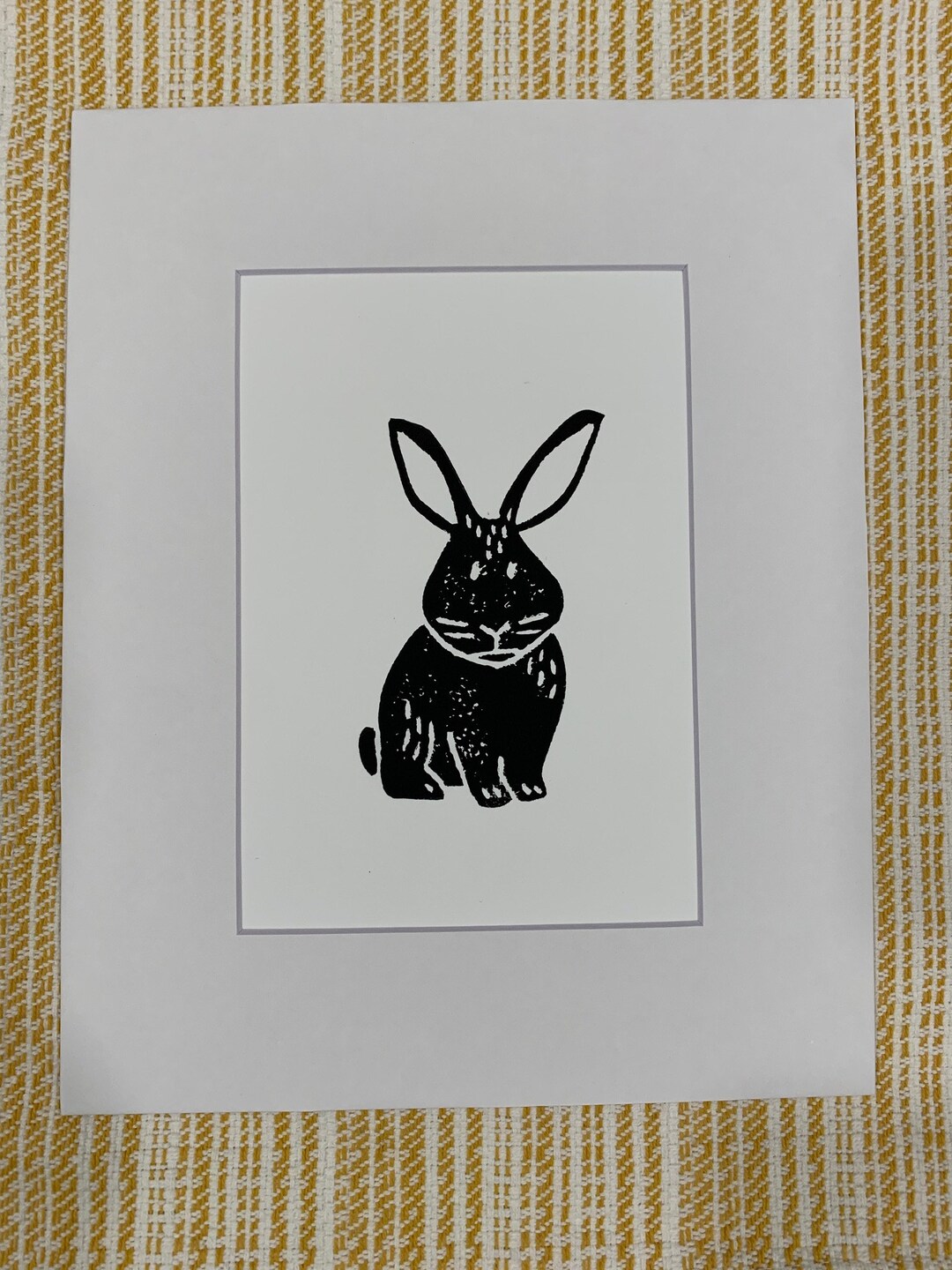 Linocut Rabbit Pattern Rabbit - 8x10 Linocut, Scandinavian, Nursery - Etsy