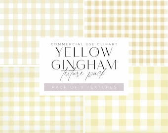 Gingham Yellow and White Texture Clipart, Check Pattern Backgrounds, jpeg Clip Art, Commercial use, Pastel Gingham Digital Paper