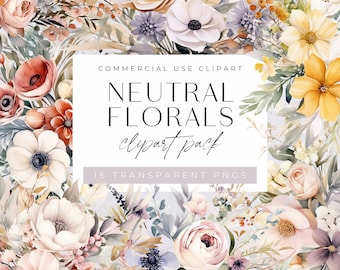 Clipart floral neutro, clipart floral casamento minimalista, pêssego e creme, creme, empoeirado, buquê de flores modernas da moda, uso comercial