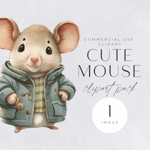 Süße Maus Clipart Aquarell | EINZELBILD | Kommerzielle Lizenz, Transparente Png, Junk Journals, Digitales Papiermodell, Süßes Tier