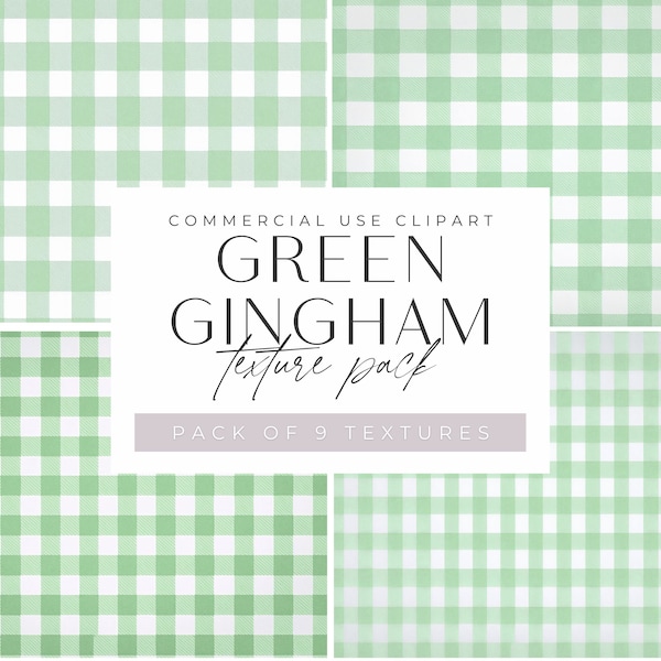 Gingham Green and White Texture Clipart, Check Pattern Backgrounds, jpeg Clip Art, Commercial use, Pastel Gingham Digital Paper