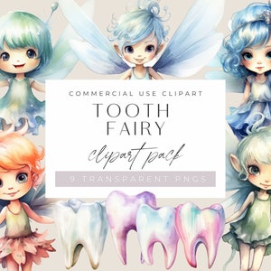 Clipart de fée des dents, clipart png transparent, aquarelle, première dent perdue, certificat, lettre de fée des dents, usage Commercial