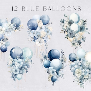 Balloon Birthday Clipart, Blue, Party Decorations, Boy, Kids, Floral ...