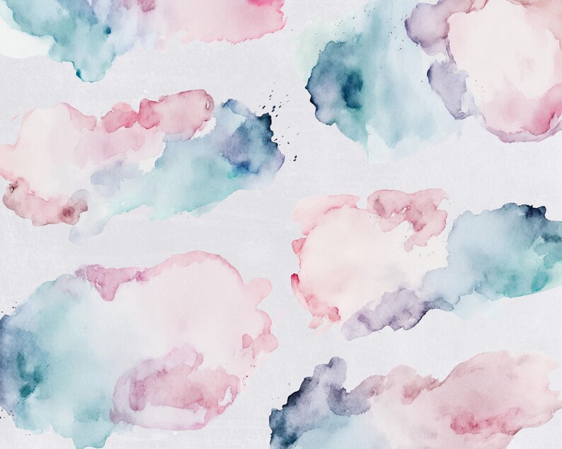 Gender Reveal Watercolor Washes Clipart, Pink and Blue Texture Backgrounds for commercial use, Transparent PNGs, Digital Download image 4