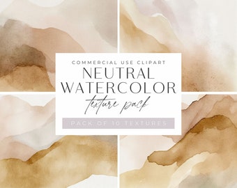 Neutral Watercolor Clipart, Brown Textures for backgrounds, jpeg, commercial use, watercolor shapes, watercolour splashes