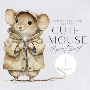 Süße Maus Clipart Aquarell | EINZELBILD | Kommerzielle Lizenz, Transparente Png, Junk Journals, Digitales Papiermodell, Süßes Tier