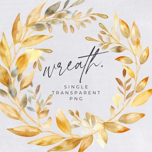 Autumn Wreath Clipart, SINGLE IMAGE, Fall Watercolor Wreaths, Half Wreath, Wedding Invitation Clip Art, Rustic Leaves, transparent png