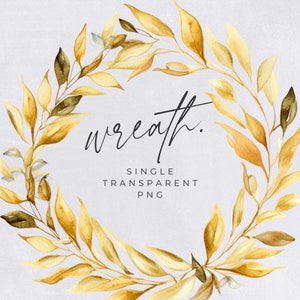 Autumn Wreath Clipart, SINGLE IMAGE, Fall Watercolor Wreaths, Half Wreath, Wedding Invitation Clip Art, Rustic Leaves, transparent png