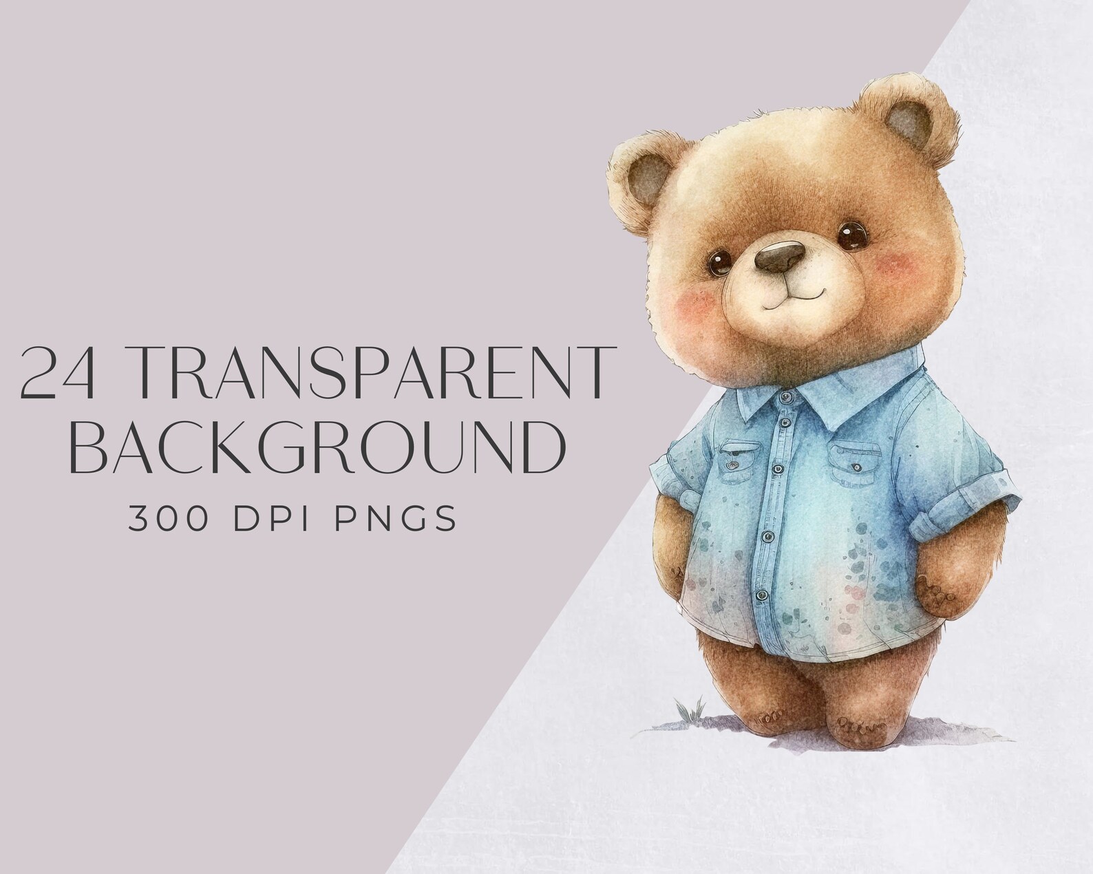 Watercolor Teddy Bear Clip Art Clipart Pack, Baby Shower for a Boy ...