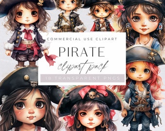 水彩海賊クリップアート、海賊船、宝箱、海賊パーティー、PNG、冒険