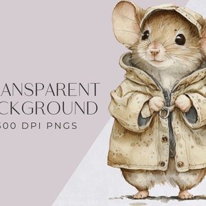 Rato fofo clipart aquarela | IMAGEM ÚNICA | Licença comercial, png transparente, revistas indesejadas, artesanato em papel digital, animal fofo imagem 2