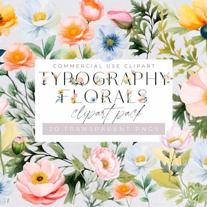 Typography Flowers,  Floral Clip Art Letters, Floral Alphabet, Wedding Invitation, commercial use, Invitations, Transparent PNGs,