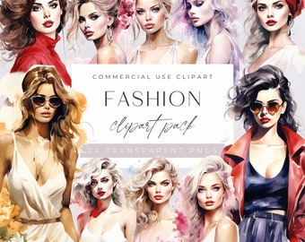 Fashion Model Clipart, Planner Girl Clip Art, Womens Head, Luxury Figures, Elegant Women illustration, Commericlal Use, Digital Download,