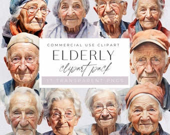 Elderly People Clipart, Old Person, Watercolor Older Women Clip Art, Older Aged Man Graphics, Elder Couple png, Ladies, Gentleman