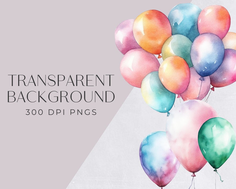 Watercolor Balloon Clipart Pack, Pastel Balloons Clip Art for ...