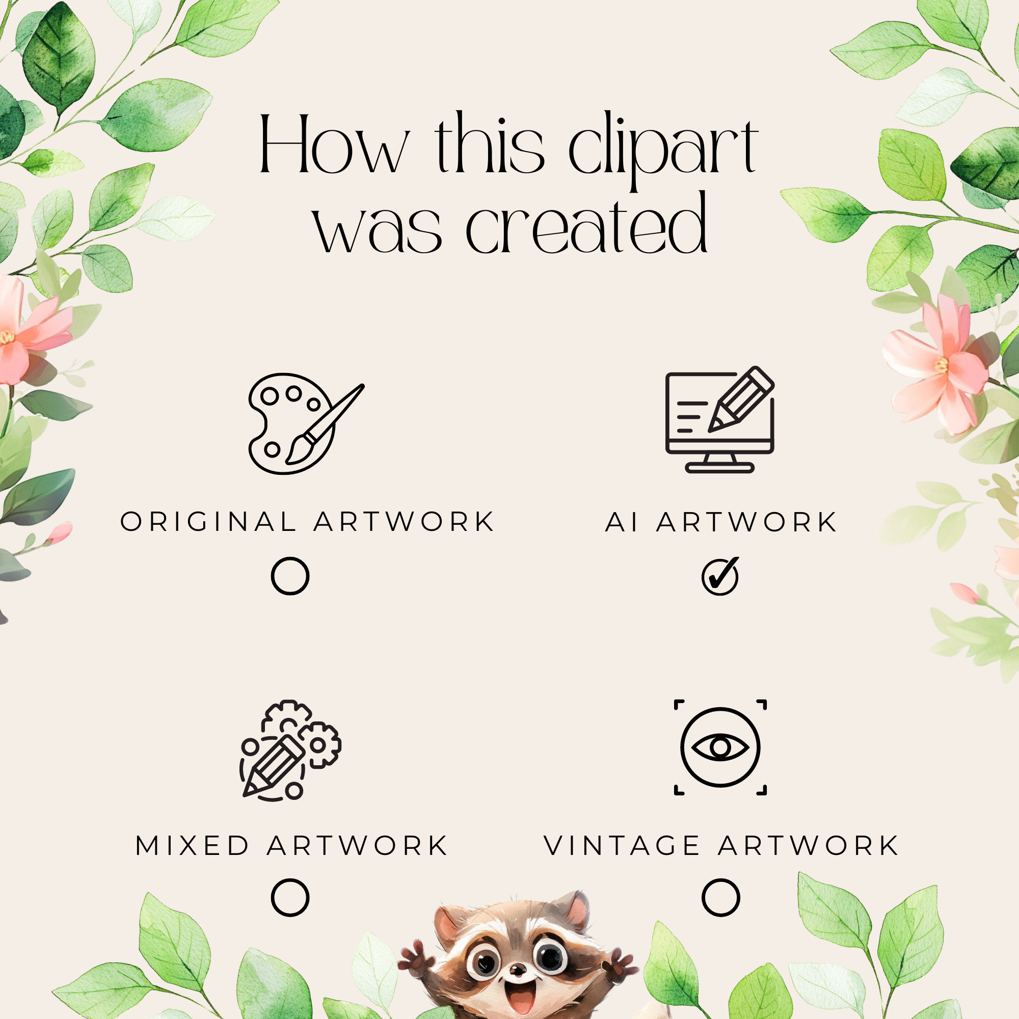 a picture of an animal with a flower frame around it