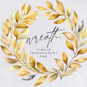 Autumn Wreath Clipart, SINGLE IMAGE, Fall Watercolor Wreaths, Half Wreath, Wedding Invitation Clip Art, Rustic Leaves, transparent png