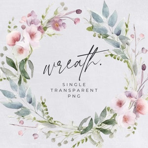 Wild Flower Wreath Clipart, SINGLE IMAGE, Floral Wreaths, Delicate Flower Frame, Spring Wreath, Wedding Invitation Clip Art, transparent png