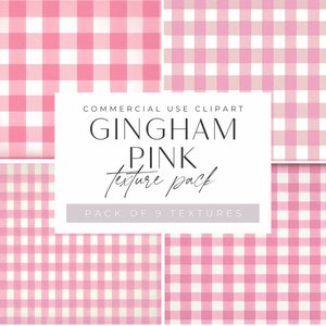 Clipart de textura rosa e branco de guingão, fundos de padrão de verificação, clipart jpeg, uso comercial, papel digital de guingão pastel